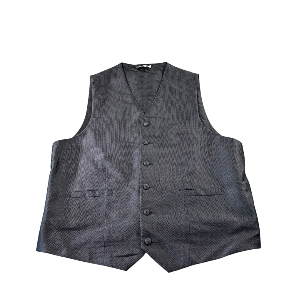 Carrot‎ & Gibbs Mens Pure Silk Formal Vest Waistcoat Grey Geometric Handmade XL